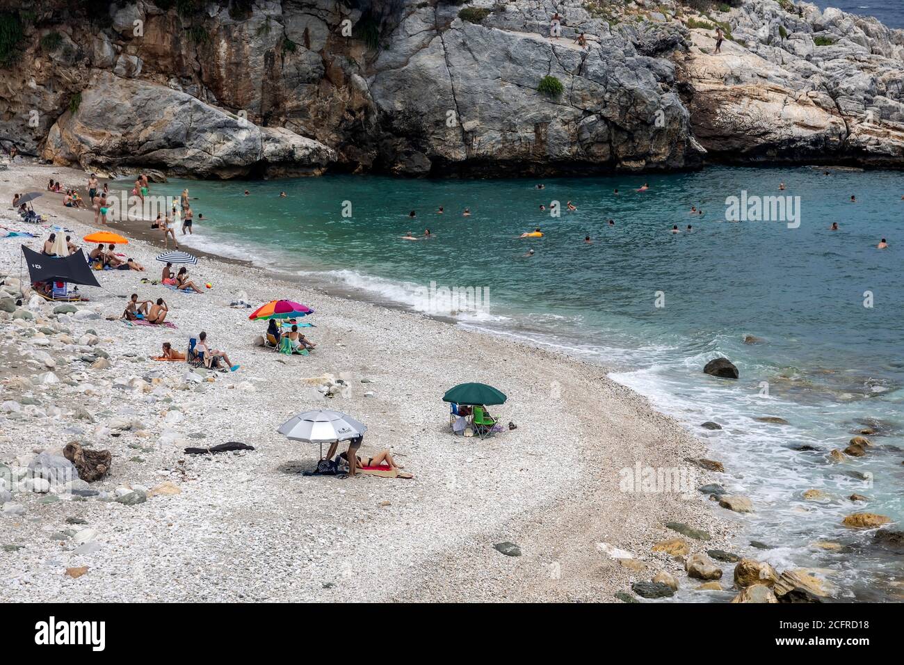 Pélion, Grèce - 8 août 2020 : plage pittoresque de Damouchari à Pélion, en Grèce Banque D'Images