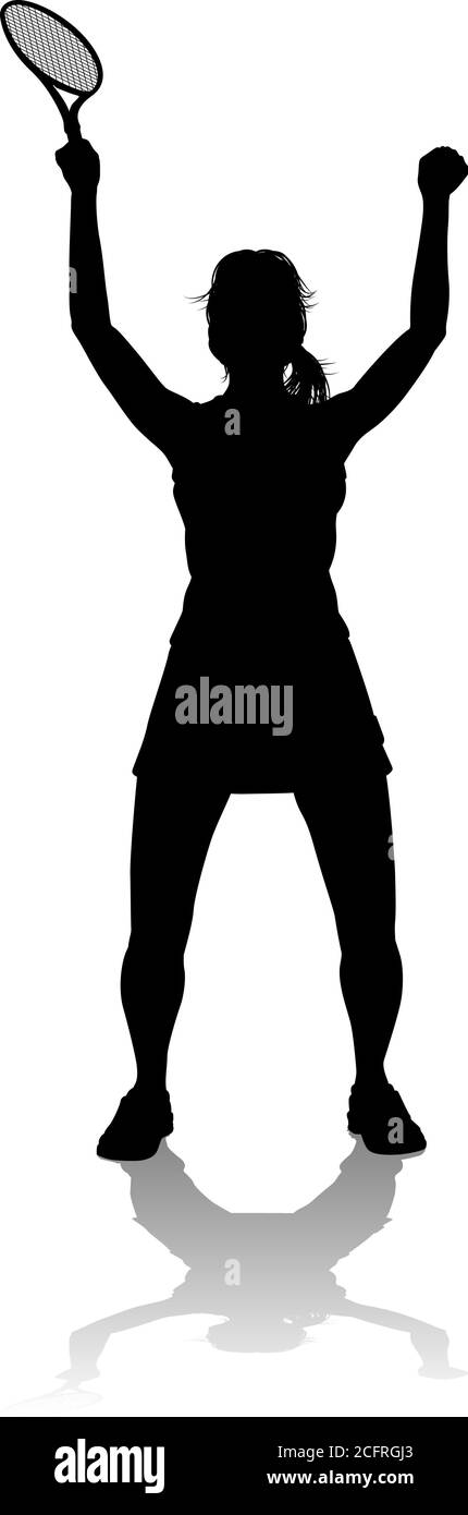 Tennis Silhouette Sport Player Femme Illustration de Vecteur