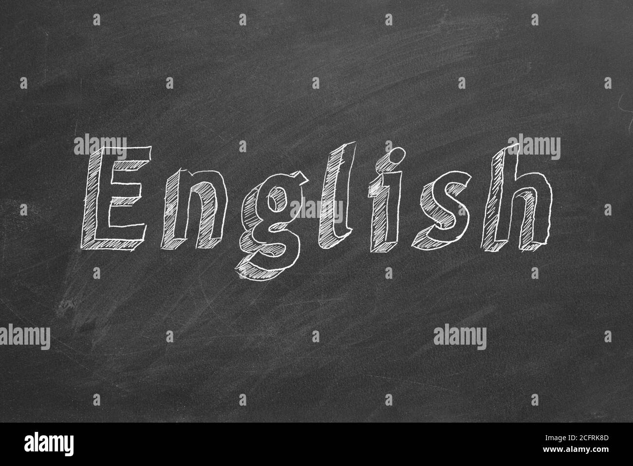 Dessin à la main « anglais » sur tableau noir. Banque D'Images