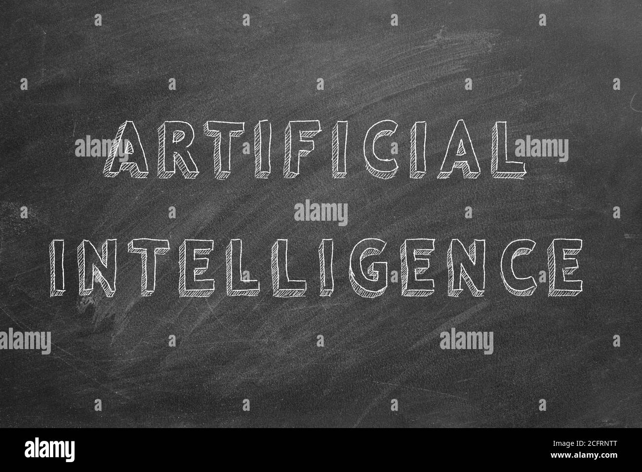 Main dessin texte intelligence artificielle sur tableau noir. Banque D'Images