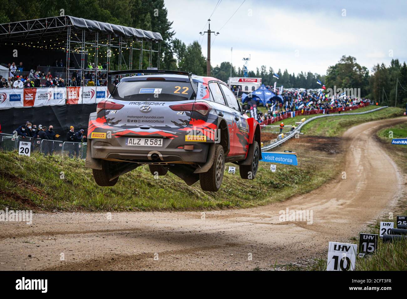 22 GRYAZIN Nicolay (RUS), FEDOROV Yaroslav (RUS), Hyundai i20 R5, Hyundai Motorsport N WRC 2, action lors du rallye 2020 Estonie, 4e tour du 2 Banque D'Images