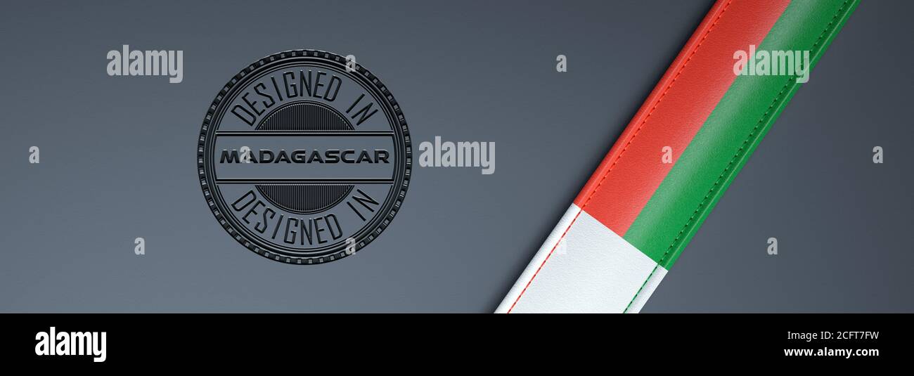 Timbre Madagascar et drapeau malgache. Banque D'Images