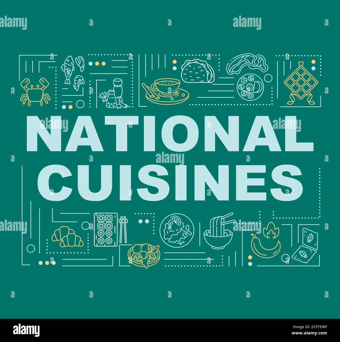 Bannière « National cuisines Word concepts » Illustration de Vecteur