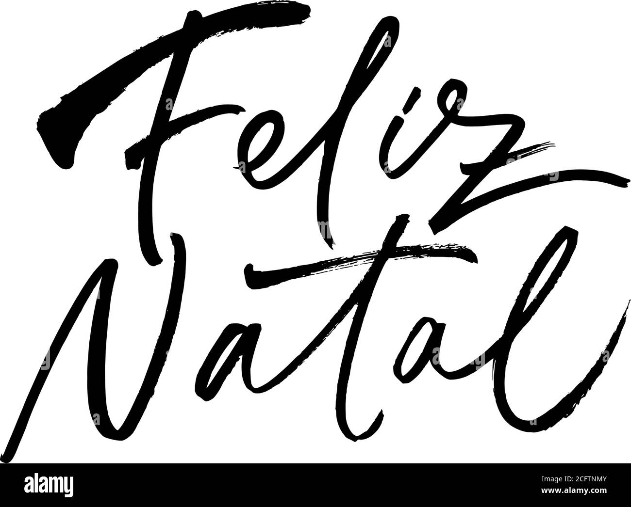 Feliz Natal calligraphie dessinée à la main en portugais. Illustration de Vecteur