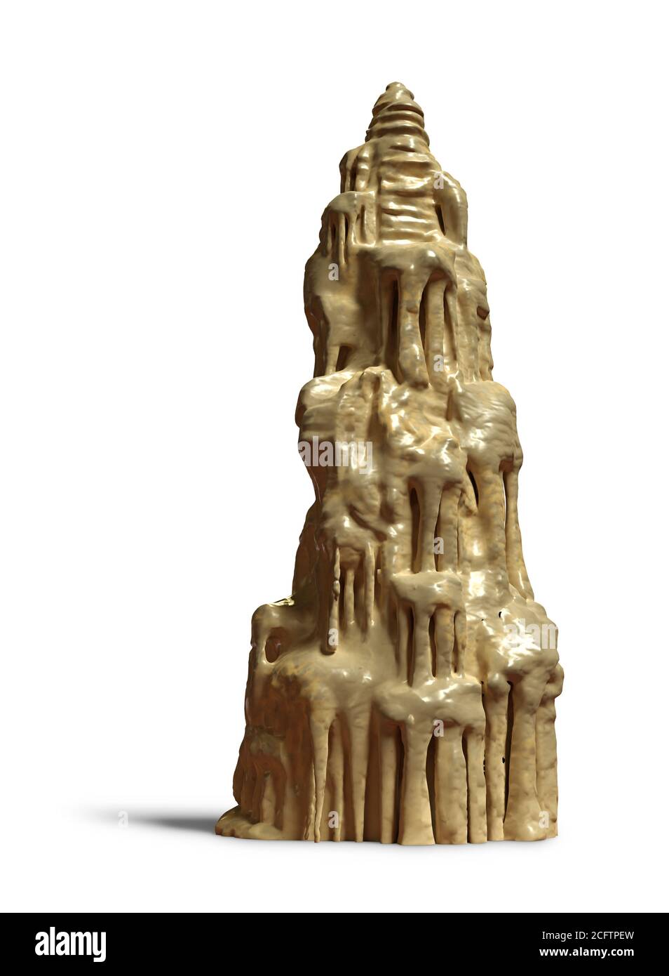 stalagmite, isolée avec ombre sur fond blanc Banque D'Images