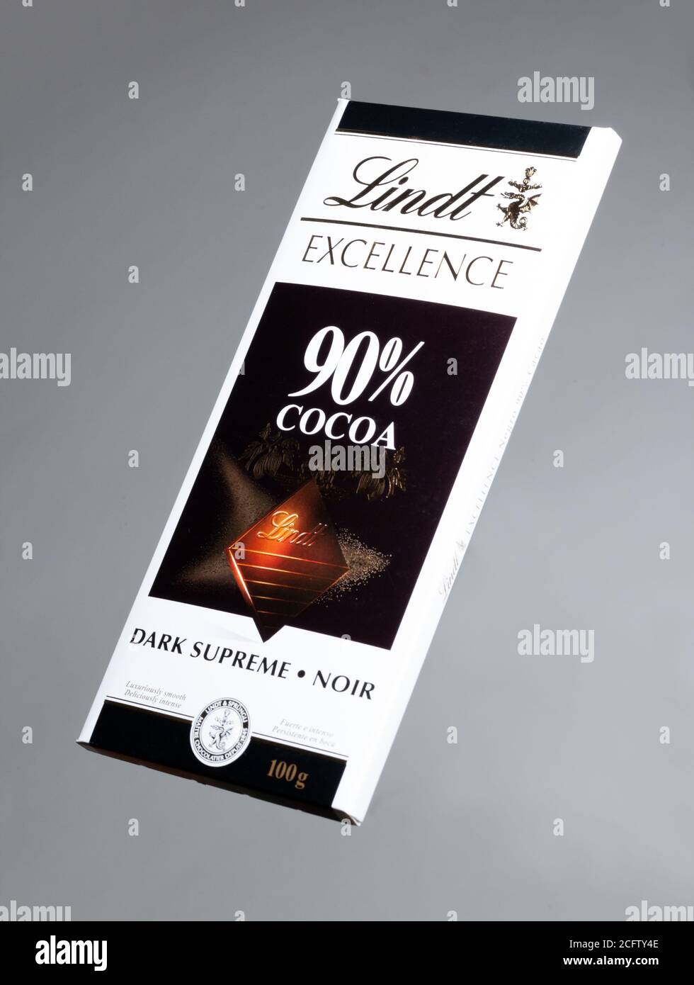 Chocolat noir Lindt 90% cacao Banque D'Images