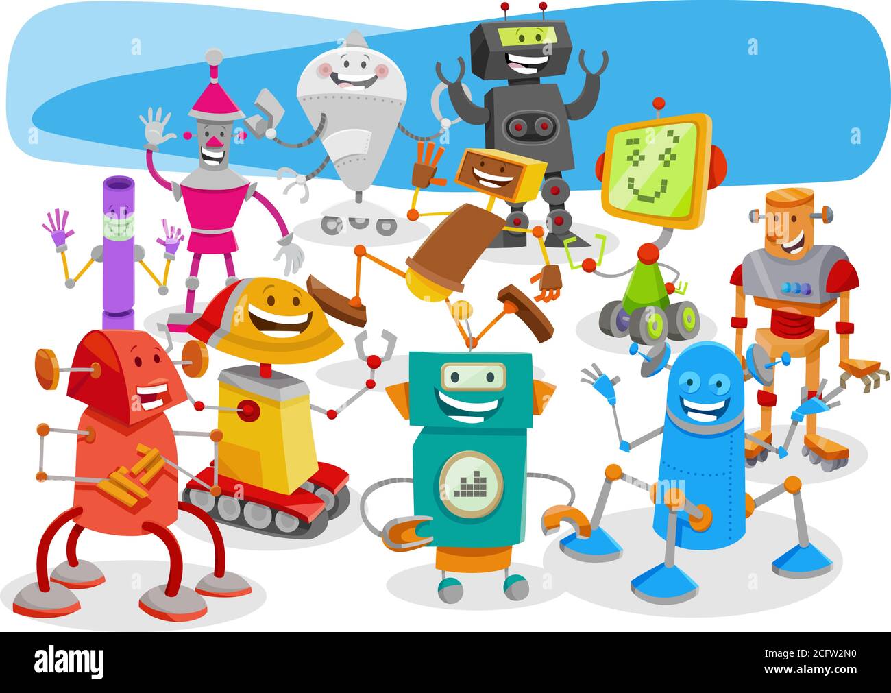 Dessin animé Illustration de robots drôles ou de Doids Fantasy