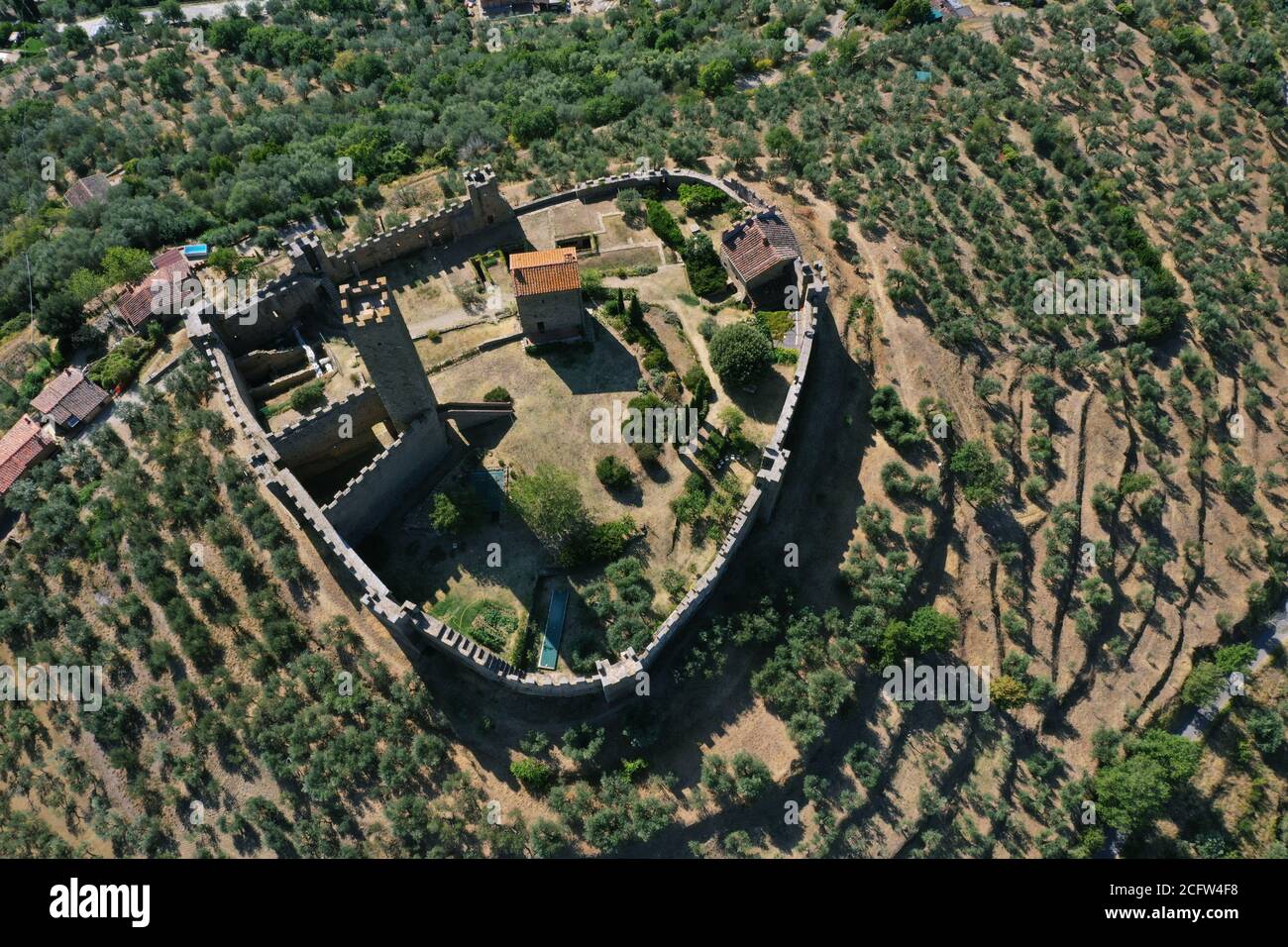 Vue aérienne du château de Montecchio Vesponidefault Banque D'Images