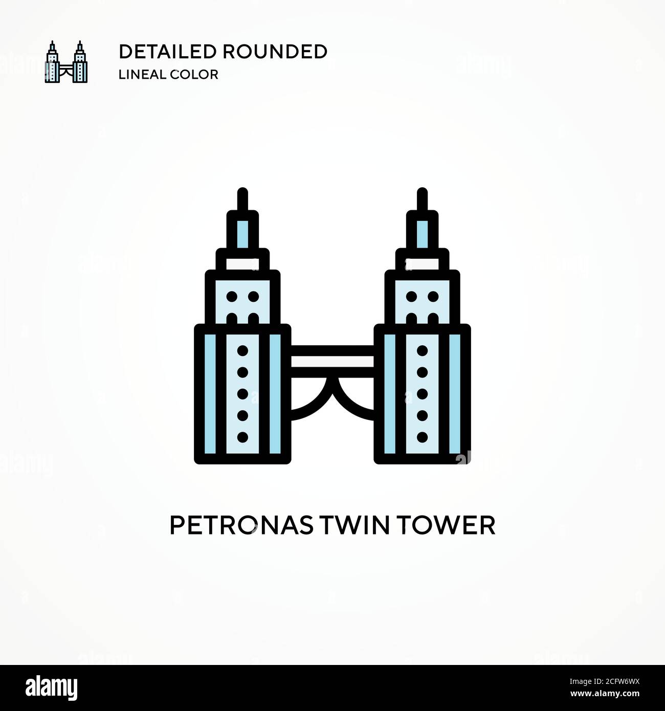 Icône de vecteur tour double Petronas. Concepts modernes d'illustration vectorielle. Facile à modifier et à personnaliser. Illustration de Vecteur