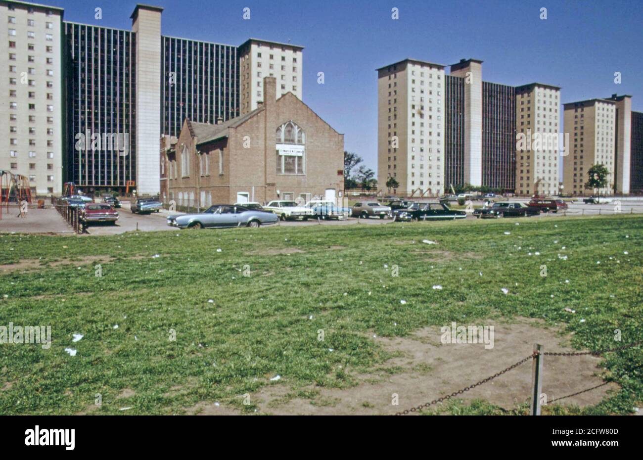 Robert Taylor Homes, un complexe d'appartements d'habitation à faible revenu habité par les Noirs sur le côté sud de Chicago, 06/1973 Banque D'Images