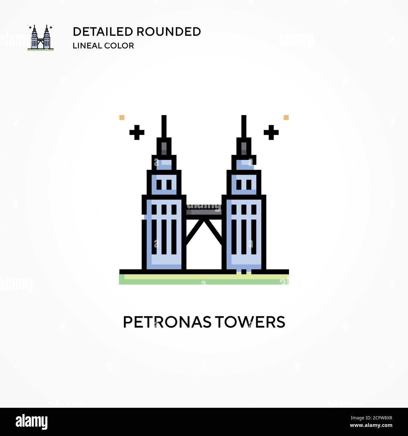 Icône de vecteur tours Petronas. Concepts modernes d'illustration vectorielle. Facile à modifier et à personnaliser. Illustration de Vecteur