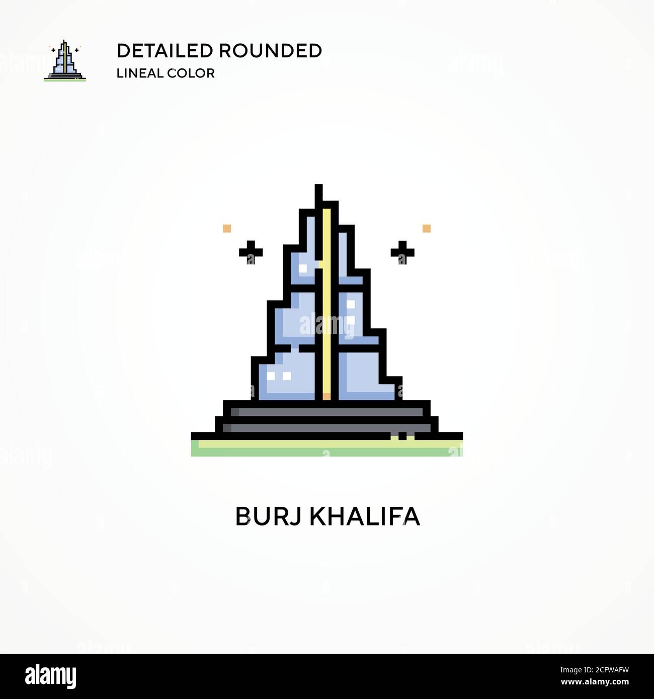 Icône de vecteur Burj khalifa. Concepts modernes d'illustration vectorielle. Facile à modifier et à personnaliser. Illustration de Vecteur