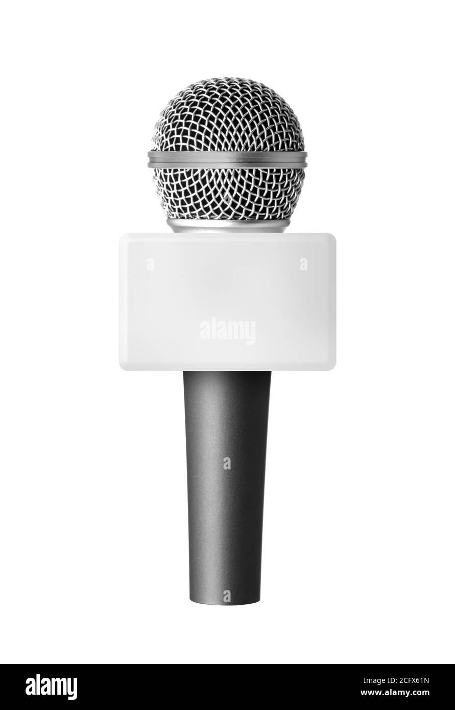 Microphone d'informations blanc isolé sur blanc Banque D'Images