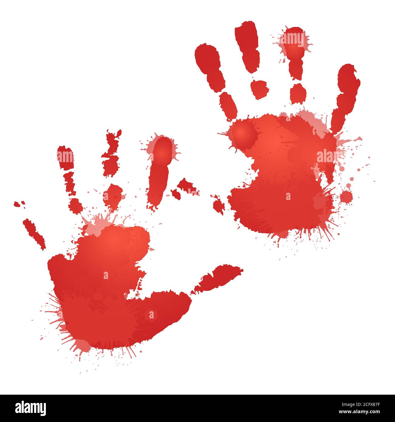 Tirages main rouge sanglants aux éclaboussures. Vecteur pour votre créativité Illustration de Vecteur