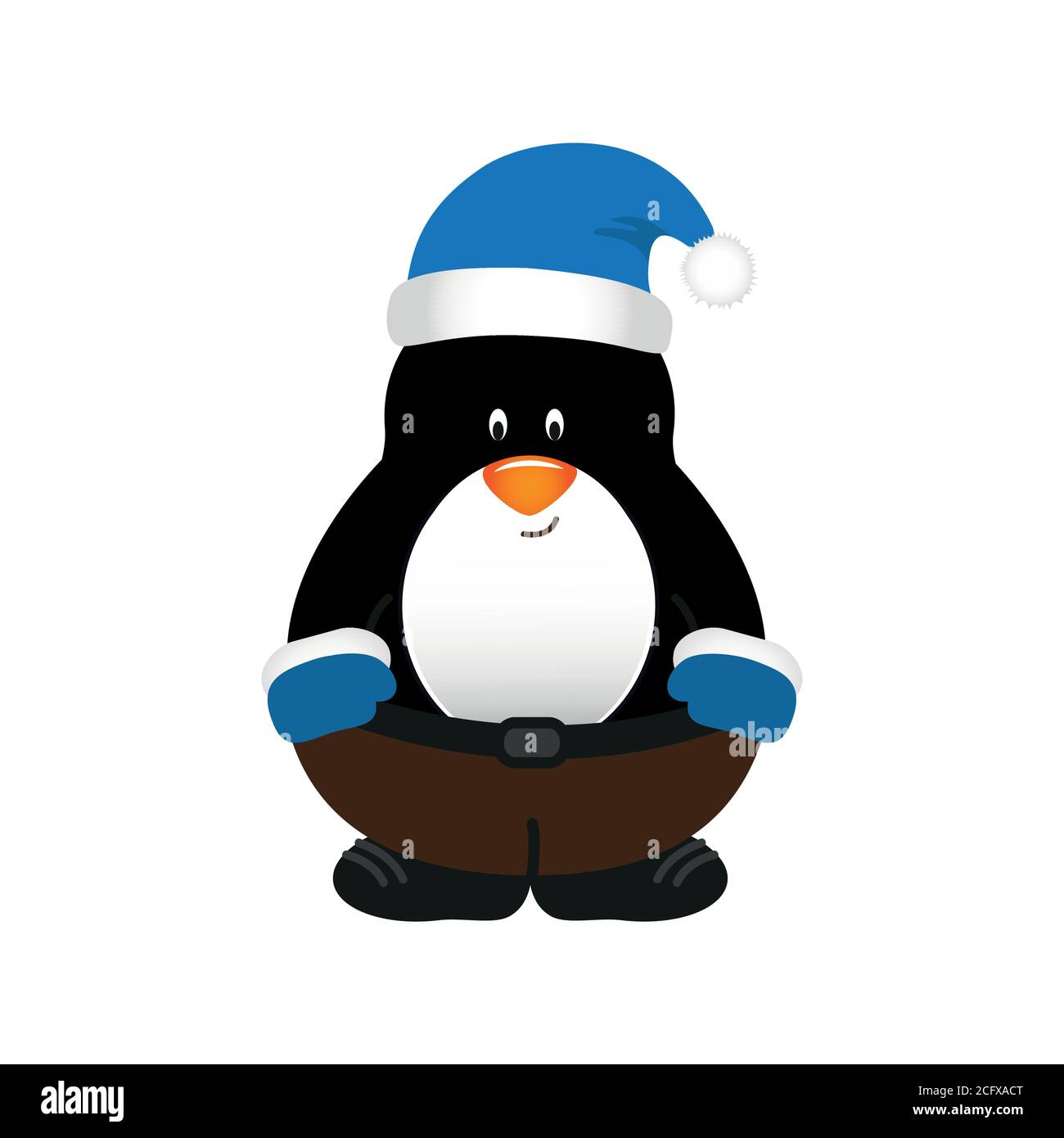 Joli dessin animé de pingouin de noël isolé sur l'illustration vectorielle blanche EPS10 Illustration de Vecteur
