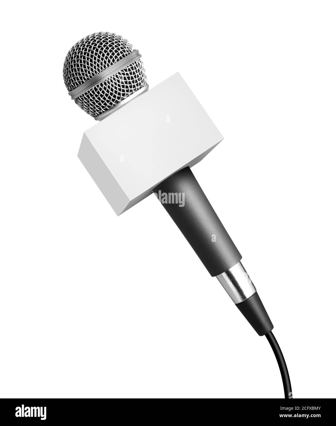 Microphone d'informations blanc isolé sur blanc Banque D'Images