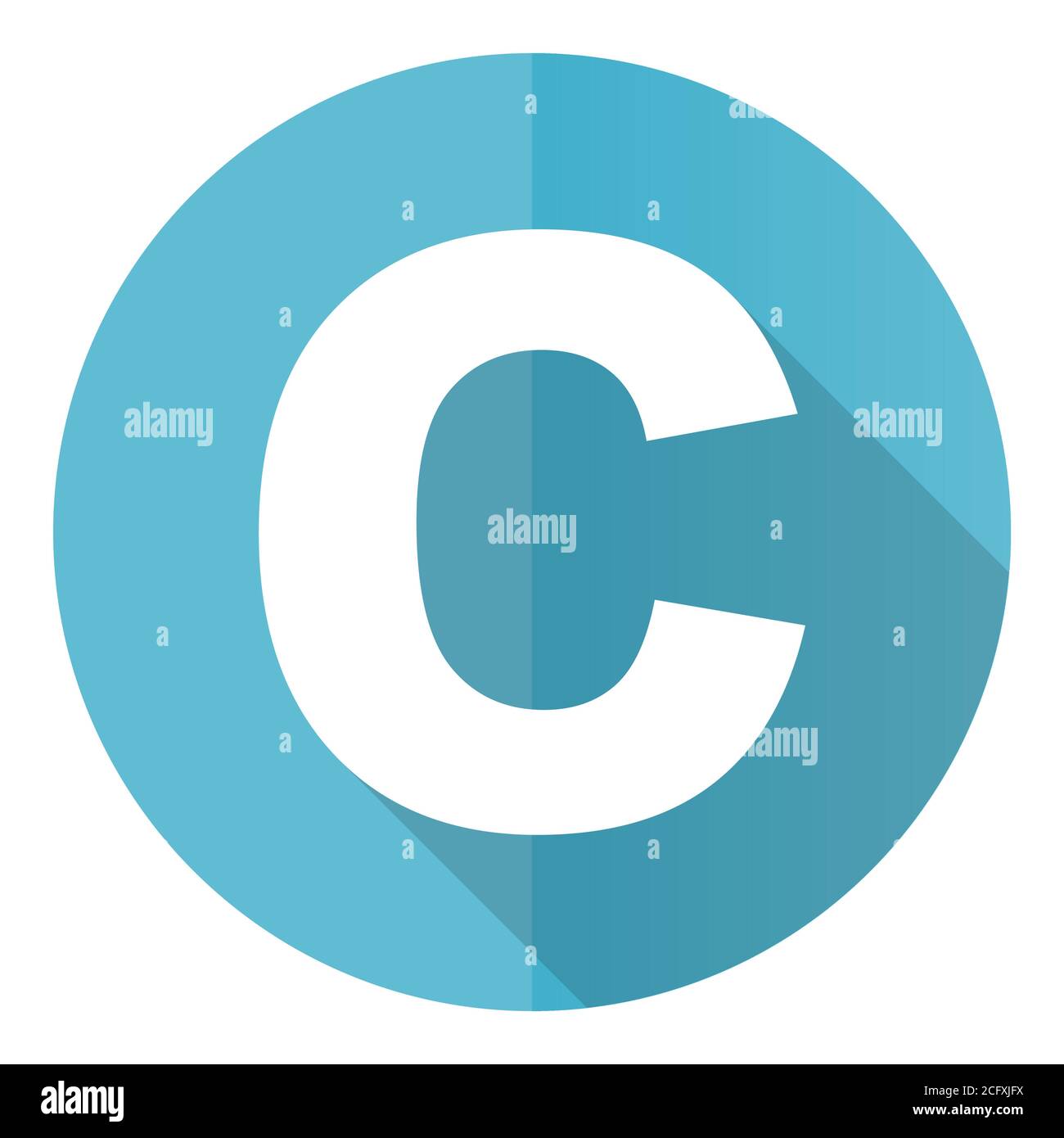 Icône vecteur de copyright, conception plate bouton web rond bleu isolé sur fond blanc Illustration de Vecteur
