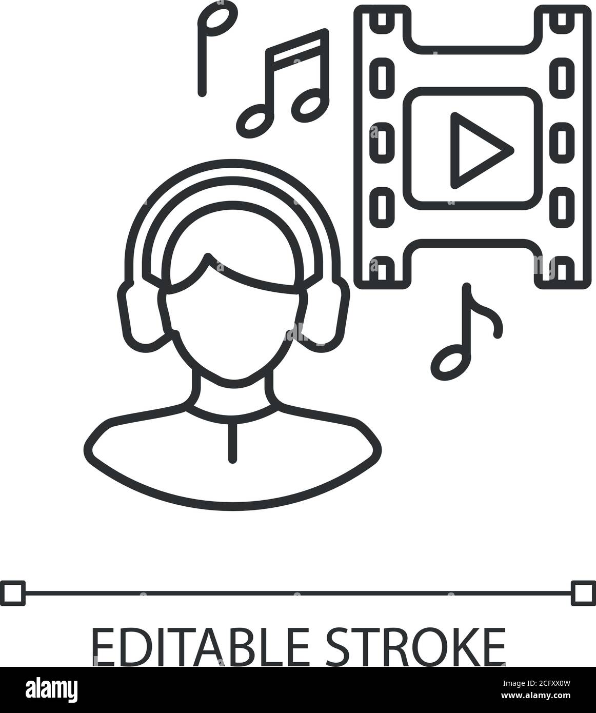 Icône linéaire du superviseur de musique Illustration de Vecteur