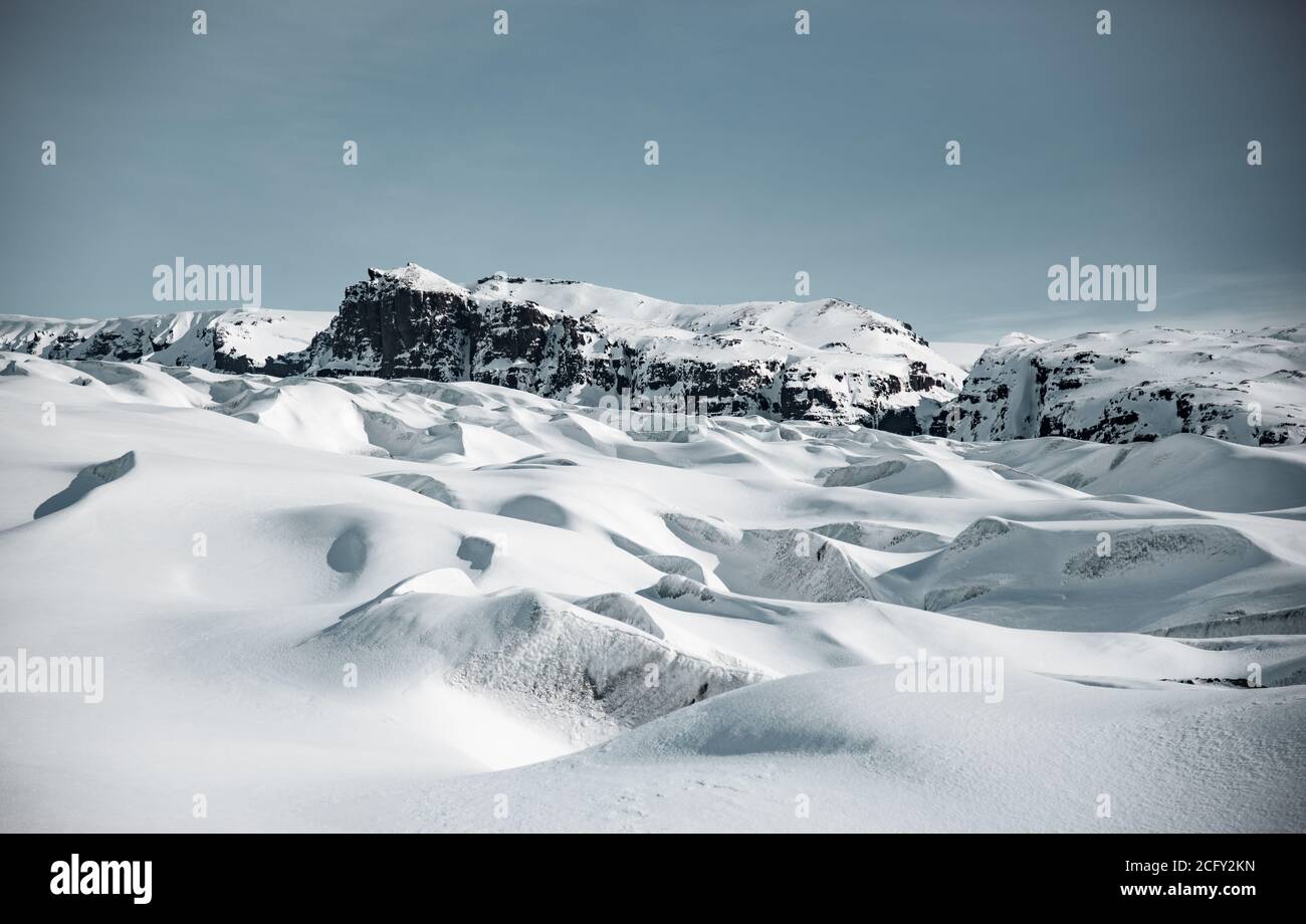 Glacier de Solheimajokull, sud de l'Islande Banque D'Images