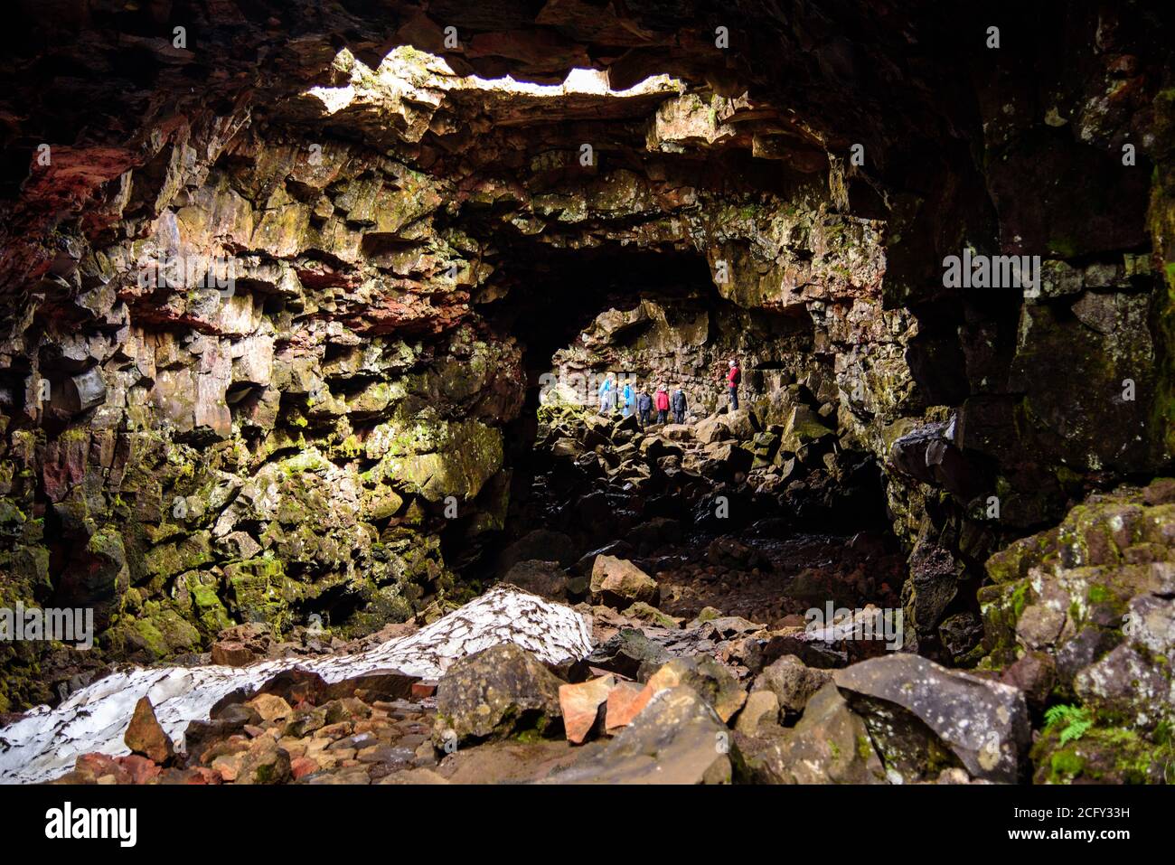 La grotte du tunnel de Lava, immense tube de lave dans le sud de l'islande Banque D'Images
