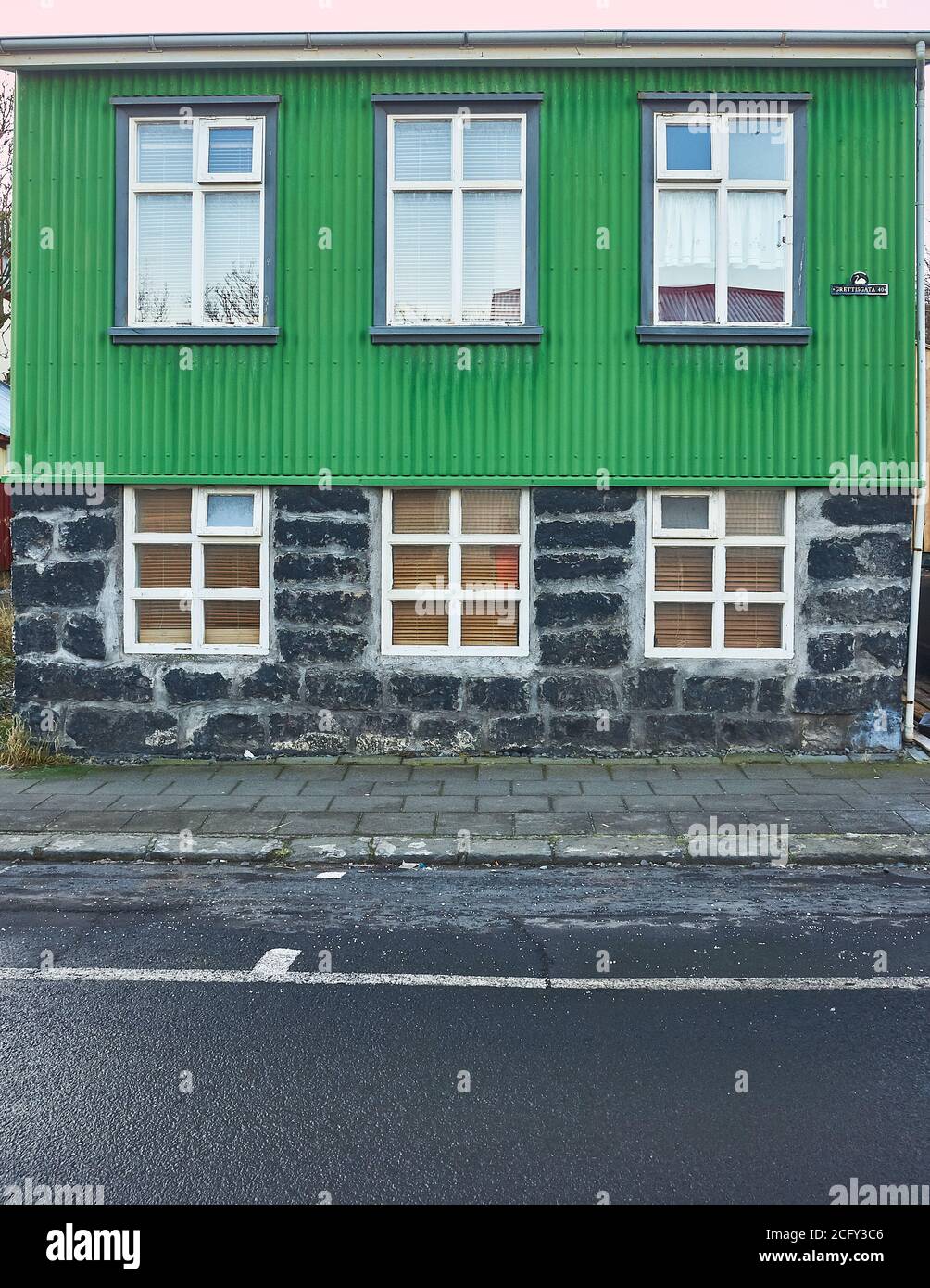 Maisons typiques dans le centre de Reykjavik, Islande Banque D'Images