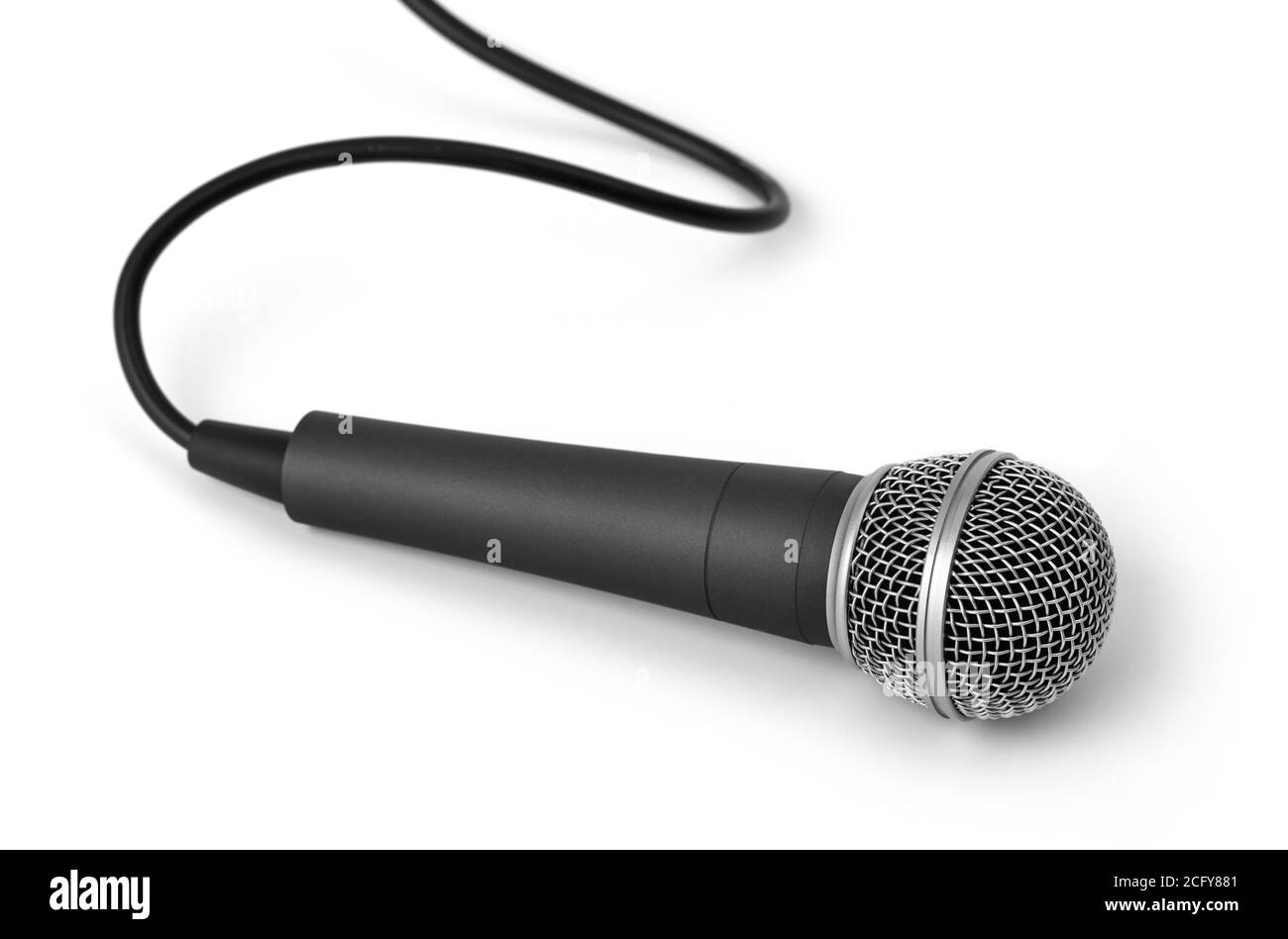Microphone sur fond blanc Banque D'Images