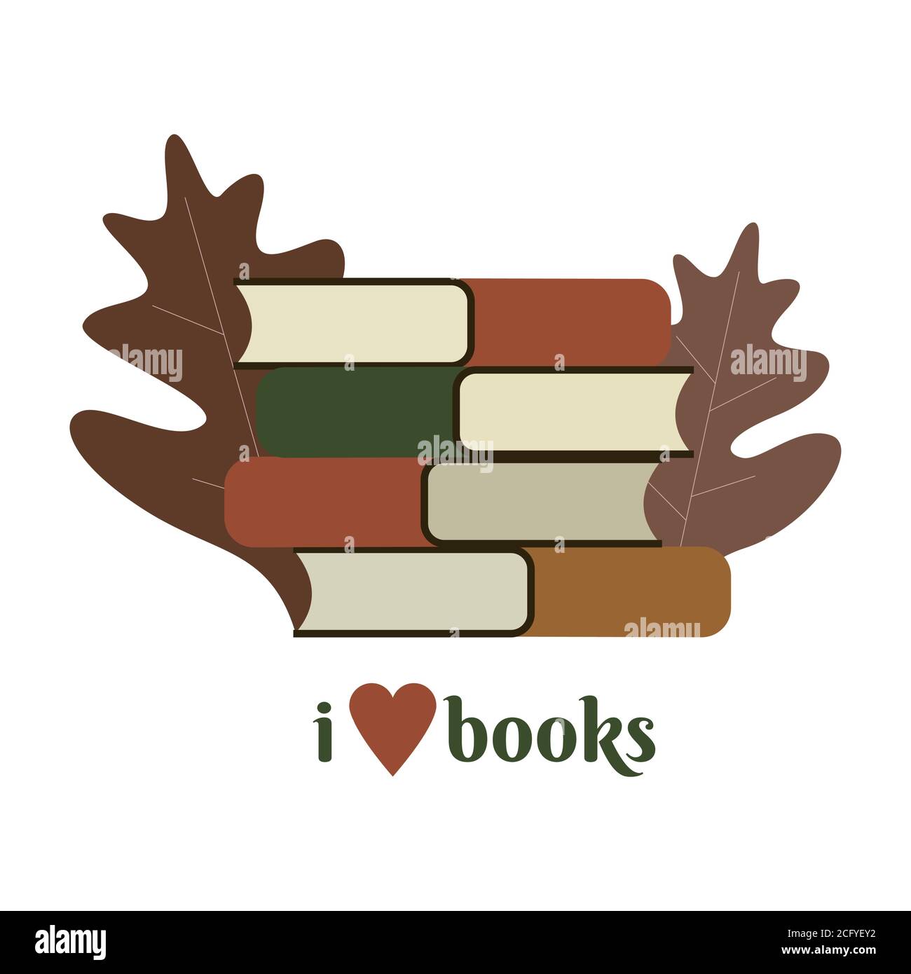 Bouquet de livres avec citation j'aime livres illustration vectorielle isolé Illustration de Vecteur