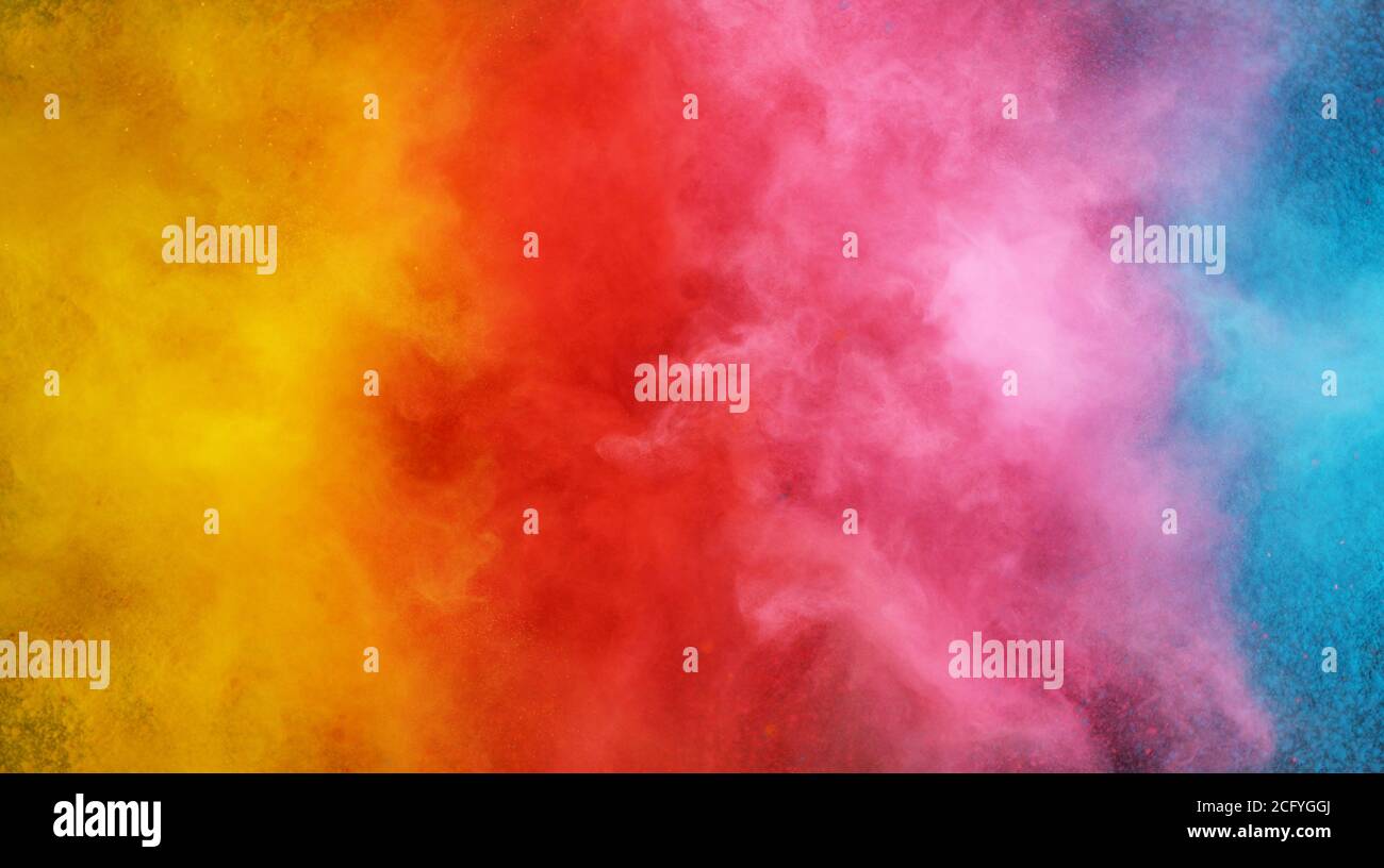 Arrière-plan abstrait couleur poudre explosion, diverses couleurs Banque D'Images