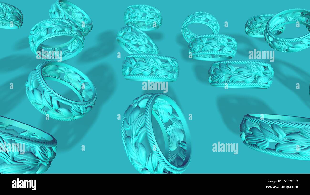 anneau abstrait de rendu 3d sur fond bleu Banque D'Images