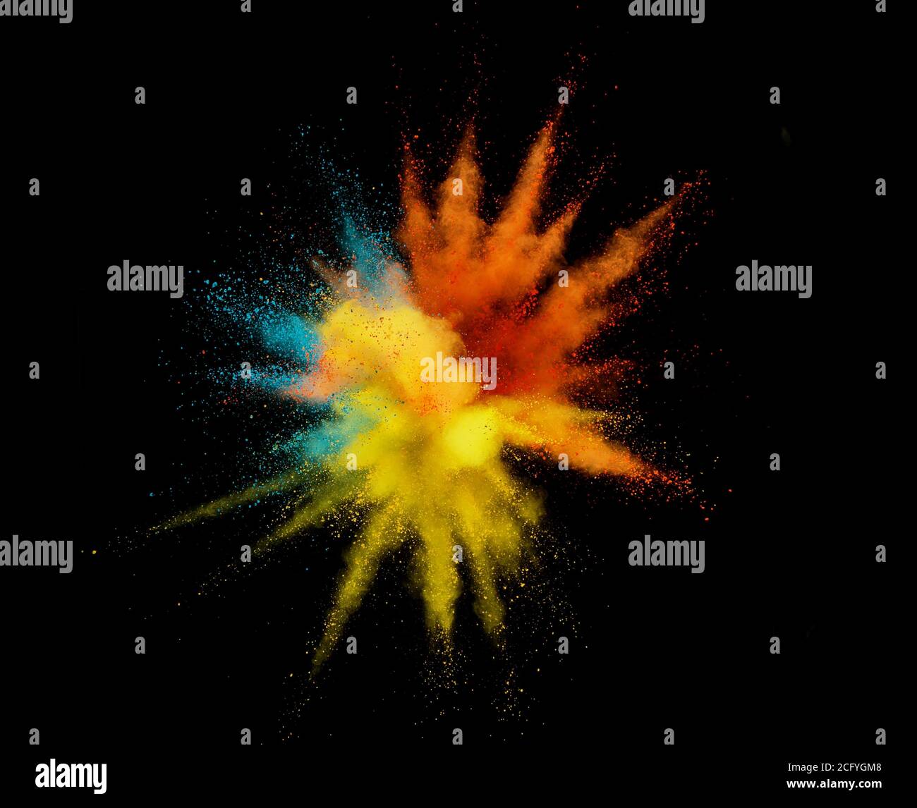 Explosion de poudre colorée abstraite sur fond noir Banque D'Images