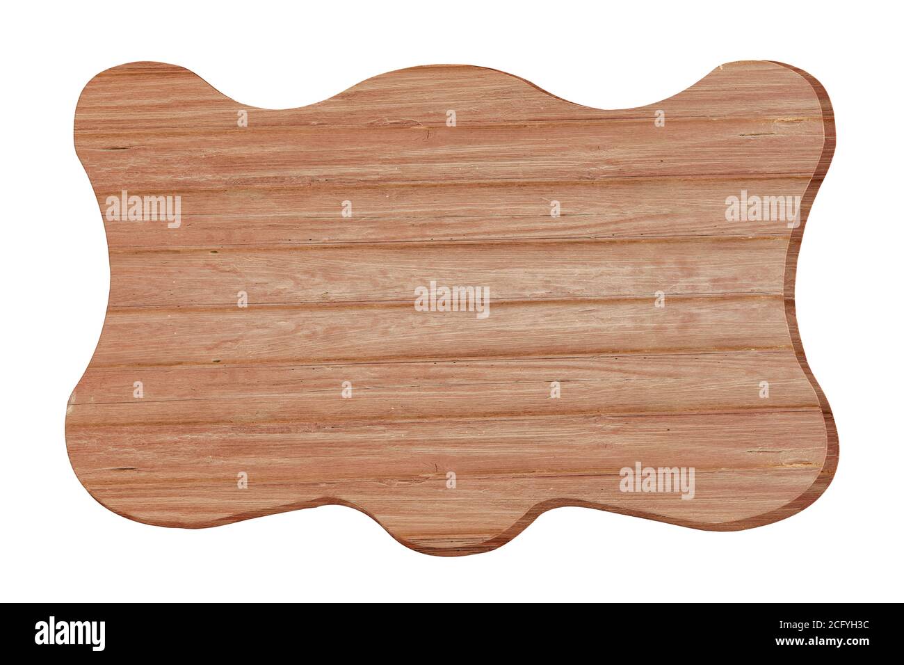 Planche en bois brun isolée sur fond blanc. Concept du panneau d'affichage et du panneau d'affichage avec chemin d'écrêtage. Banque D'Images