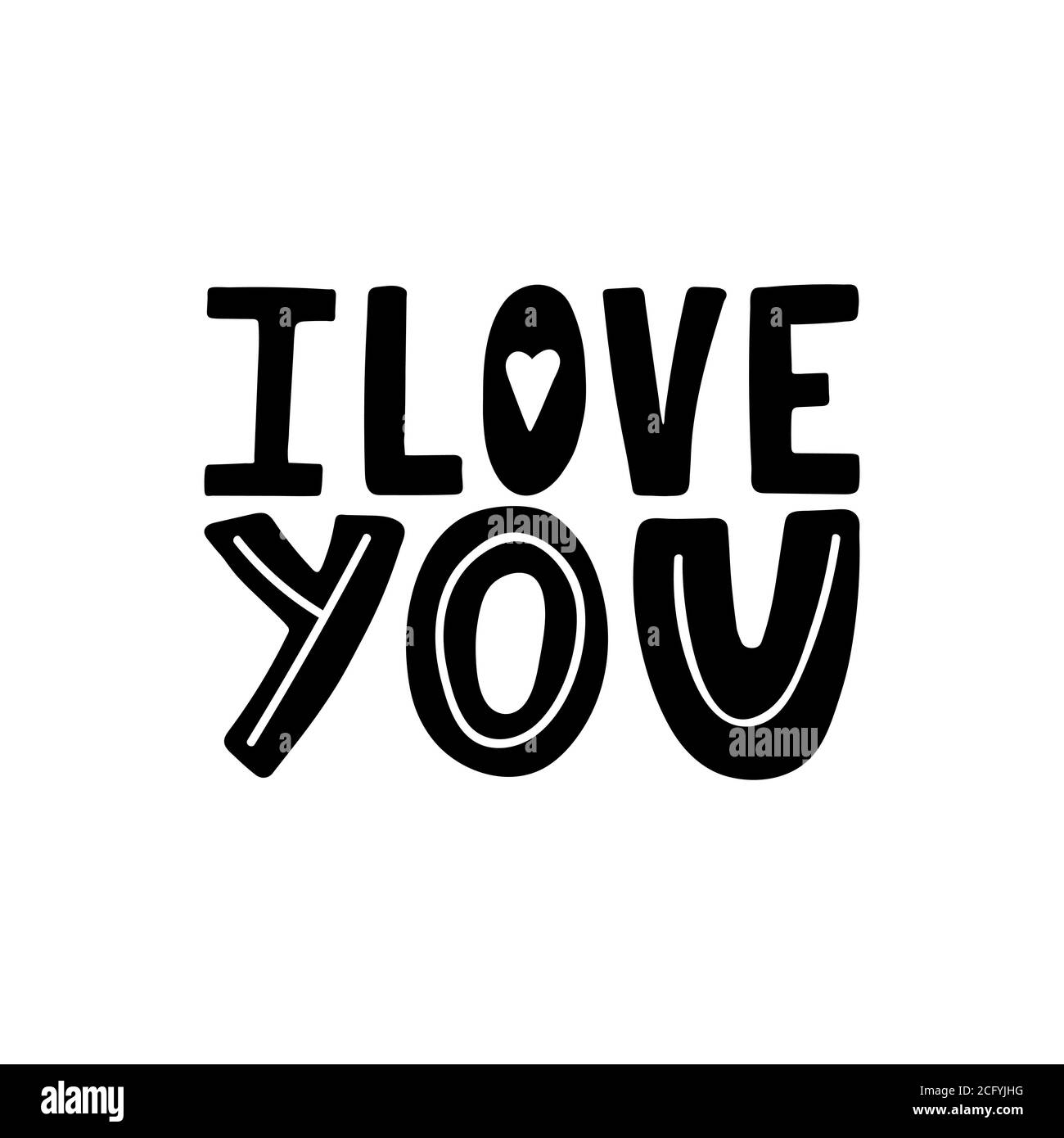 Je vous aime : une citation originale à la main. Lettrage coloré pour un imprimé t-shirt et des bannières. Lettrage moderne. Carte de bonne Saint Valentin Illustration de Vecteur