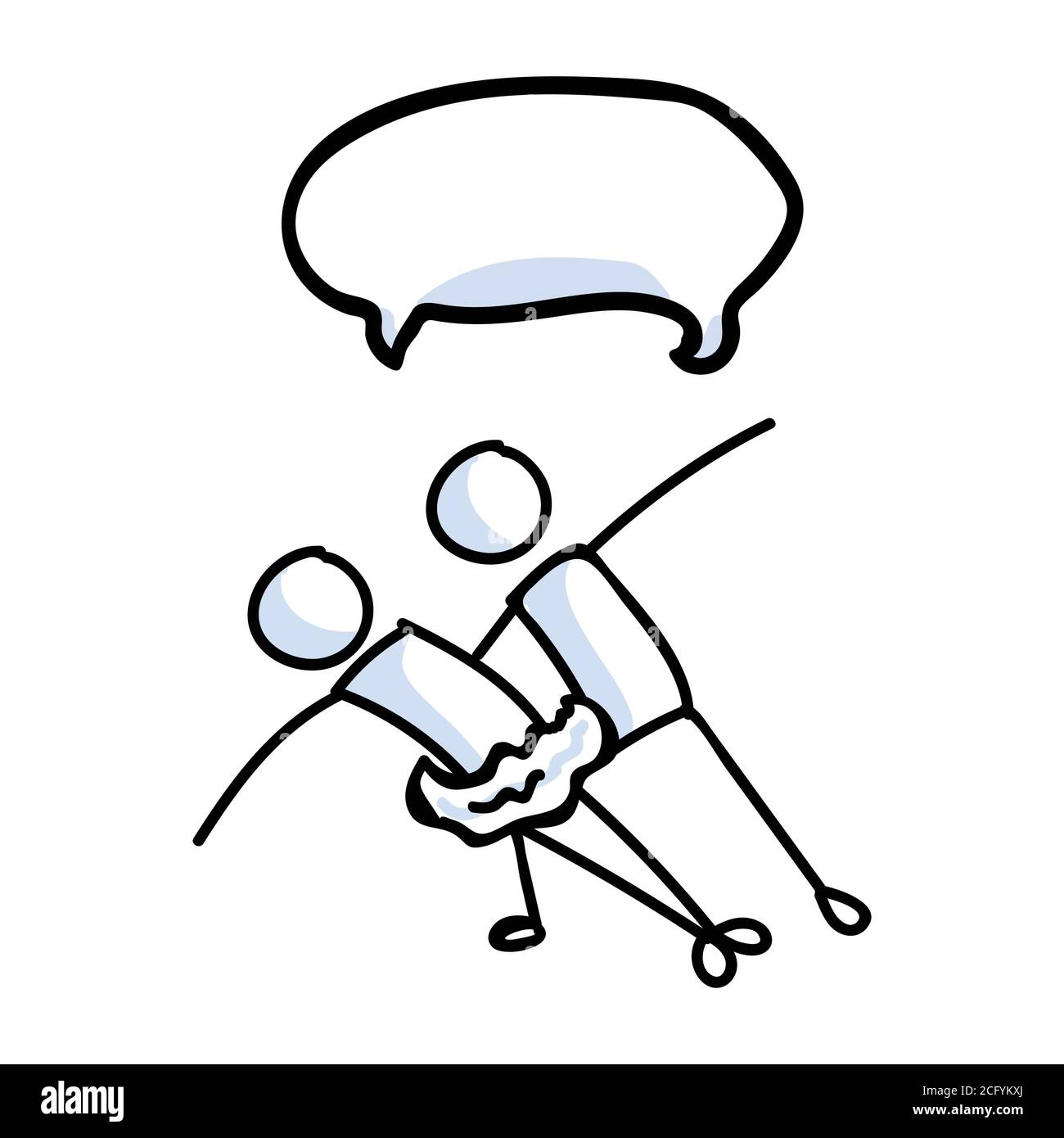 Stickman main danseur de ballet couple avec le concept de bulle de parole. Simple contour ballerina figure doodle icône clipart. Pour un studio de danse ou un théâtre Illustration de Vecteur