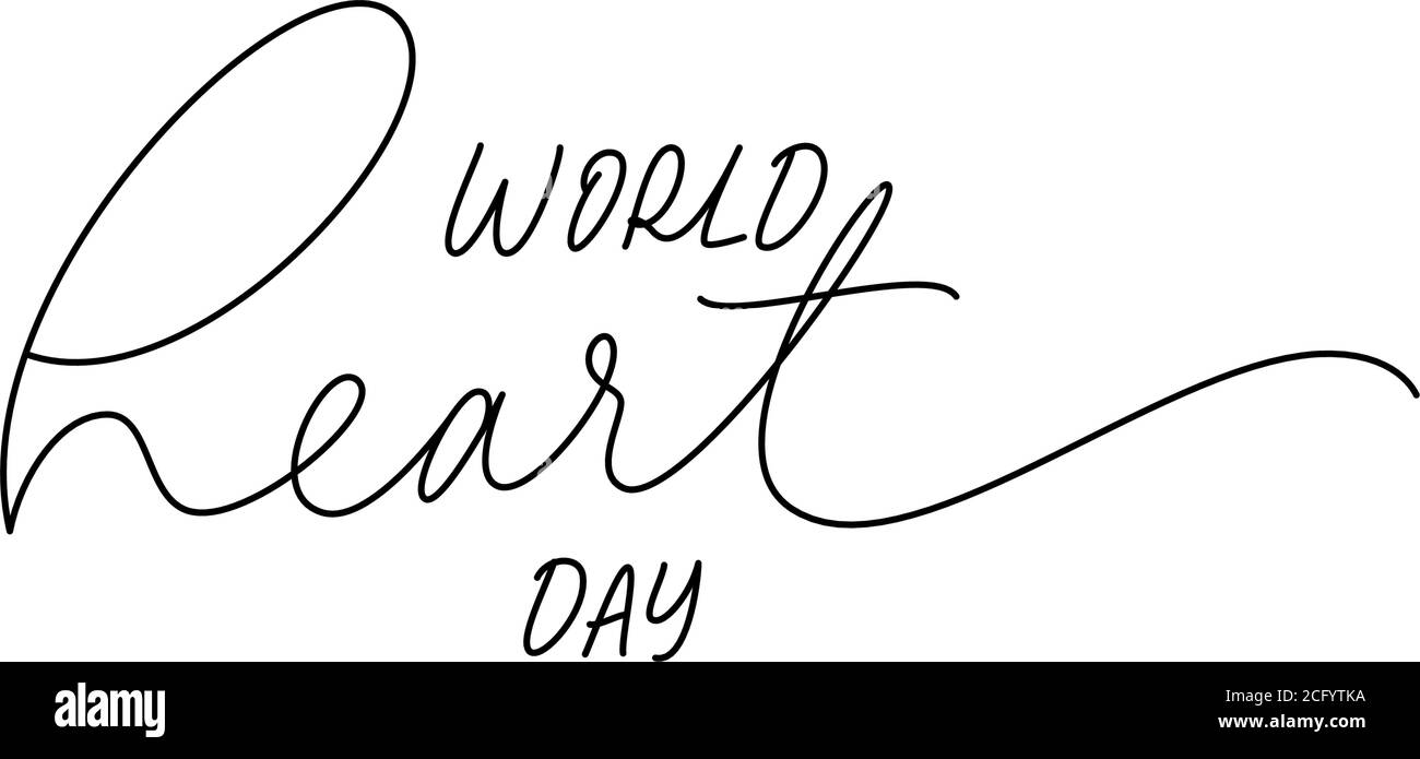 Lettres dessinées à la main pour la Journée mondiale du cœur. Illustration de Vecteur