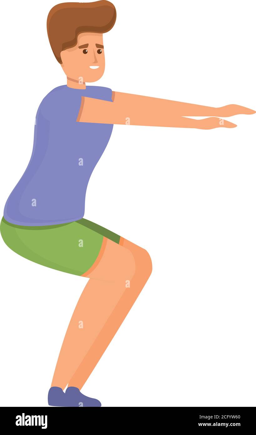 Icône d'entraînement à domicile. Dessin animé de l'entraînement à la maison assis en bas de l'icône de vecteur pour la conception de Web isolé sur fond blanc Illustration de Vecteur