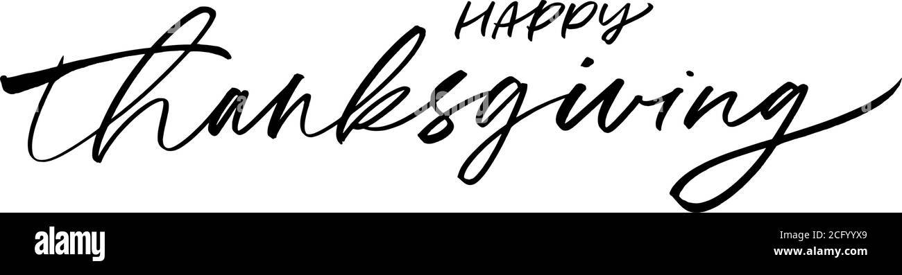 Joyeux Thanksgiving encre stylo calligraphie. Illustration de Vecteur