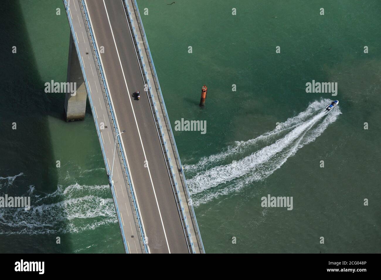 France, Loire-Atlantique, île de Noirmoutier, Pont de Noirmoutier (vue aérienne) Banque D'Images