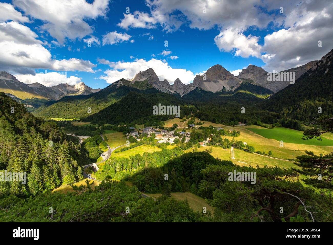 France, Drôme, Parc naturel régional du Vercors, vallée de Jarjatte, village de Jarjatte Banque D'Images