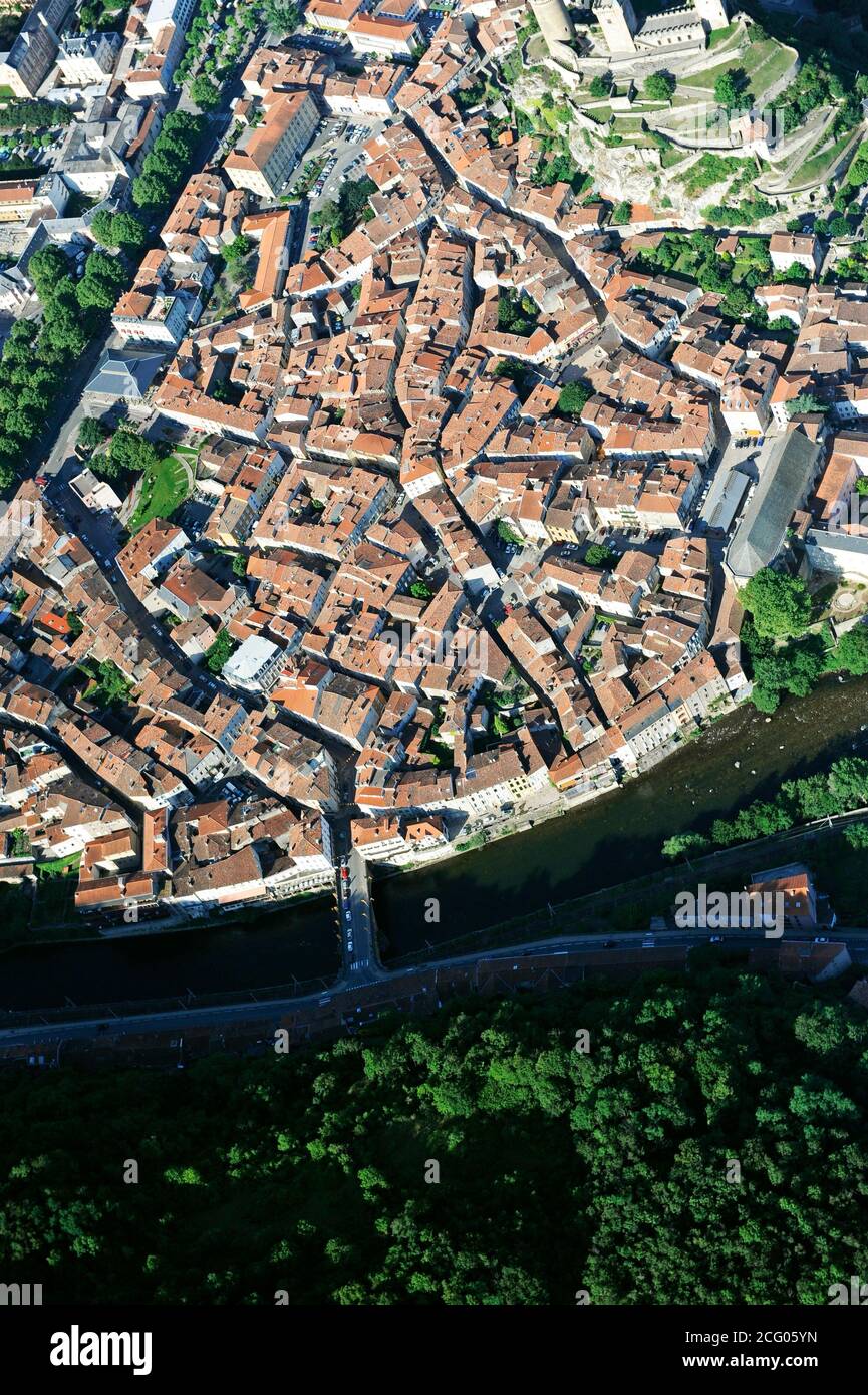 France, Ariège, Foix (vue aérienne) Banque D'Images