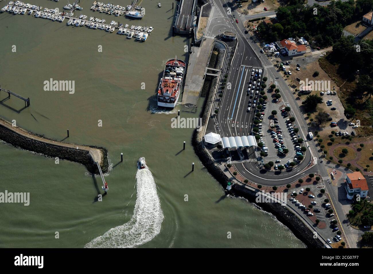 France, Gironde, jetée de la Pointe de graves, Verdon sur Mer (vue aérienne) Banque D'Images