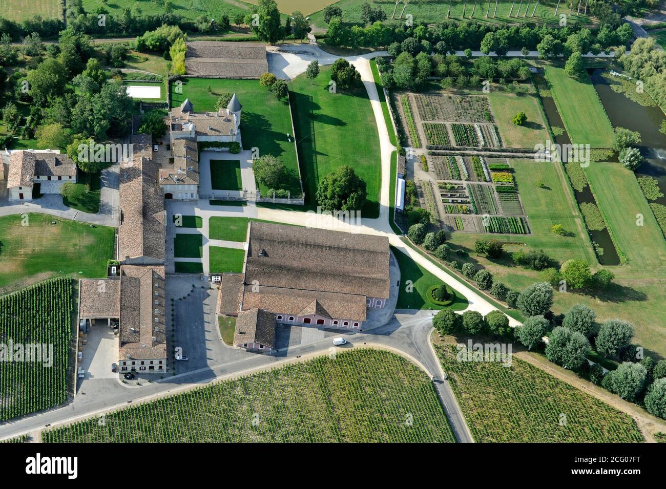 France, Gironde, Pauillac, CH?teau Lafite Rothschild, premier cru Pauillac (vue aérienne) Banque D'Images