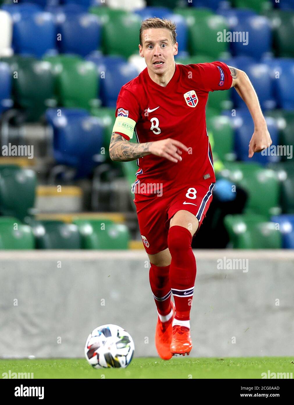 Stefan Johansen de Norvège pendant le match de la Ligue des Nations de l'UEFA 1, Ligue B à Windsor Park, Belfast. Banque D'Images