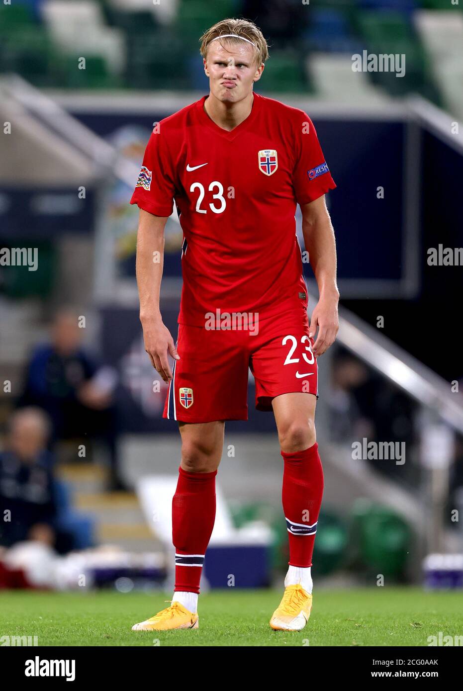 Erling Braut Haaland de Norvège lors du match de la Ligue des Nations de l'UEFA 1, Ligue B à Windsor Park, Belfast. Banque D'Images