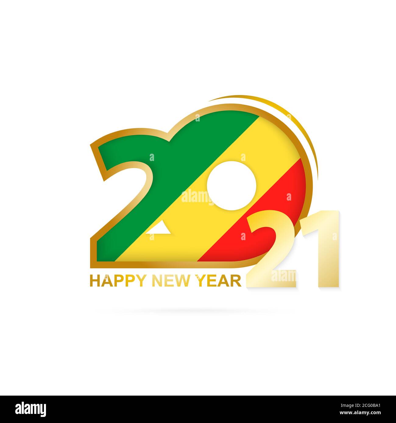 Année 2021 avec motif drapeau du Congo. Bonne année de conception. Illustration vectorielle. Illustration de Vecteur