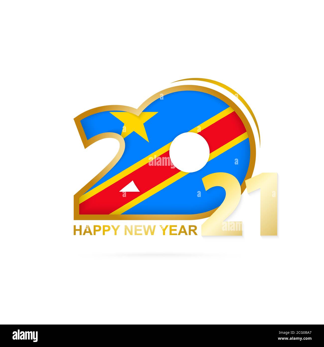 Année 2021 avec modèle de drapeau de RD Congo. Bonne année de conception. Illustration vectorielle. Illustration de Vecteur