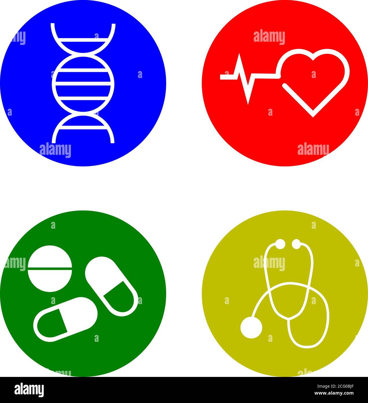 Un ensemble d'icônes avec quatre icônes sur le thème des soins de santé Illustration de Vecteur