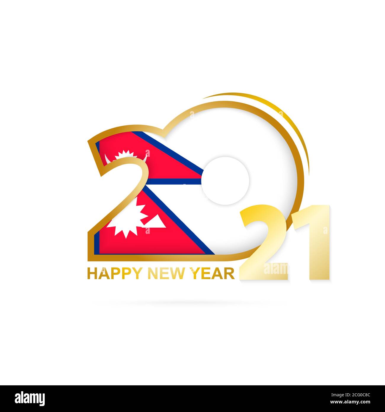 Année 2021 avec modèle de drapeau népalais. Bonne année de conception. Illustration vectorielle. Illustration de Vecteur