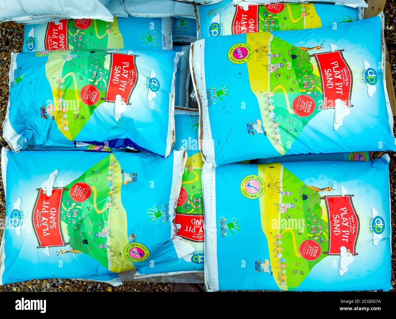 Sacs de jeu Pit sable pour utilisation de jardin dans un les enfants jouent au sable Banque D'Images