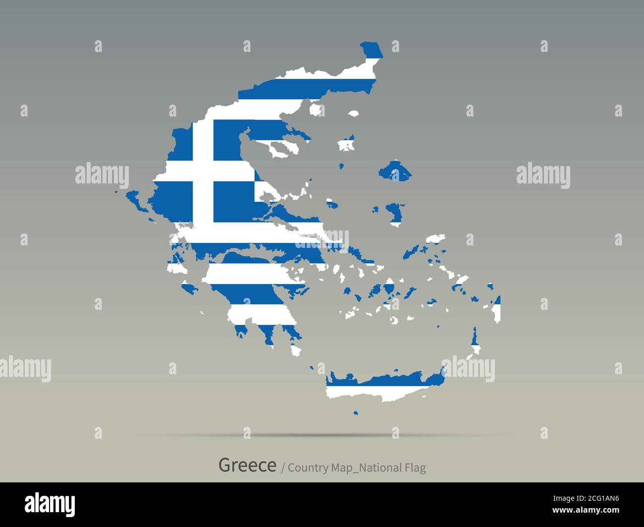 Grèce drapeau isolé sur la carte. Carte et drapeau des pays européens. Illustration de Vecteur
