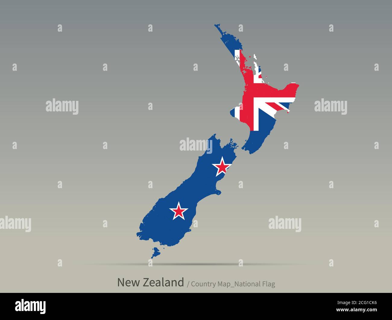 Drapeau de la Nouvelle-zélande isolé sur la carte. Carte et drapeau des pays du Pacifique Sud. Illustration de Vecteur